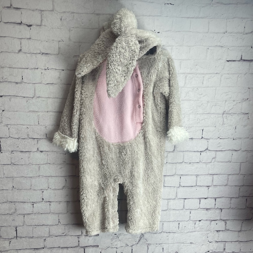 Pottery Barn Kids Gray Fuzzy Bunny Costume with Pink Belly